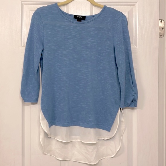Light Blue Layered BCX Top with 3/4 Sleeves - Small - Picture 1 of 5